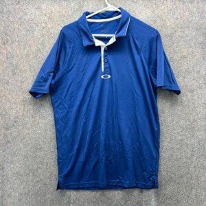 Oakley Polo Shirt Mens Medium Blue Navy Performance Jersey Athletic Golf Golfer